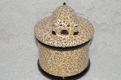 +MBADG #31-576  "1986 Hand Painted Floral Motif Small Pig Canister"