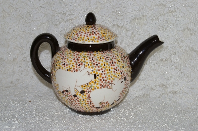 +MBADG #31-607  "1986 Hand Painted Floral Motif & Pigs Tea Pot"