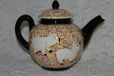 +MBADG #31-607  "1986 Hand Painted Floral Motif & Pigs Tea Pot"