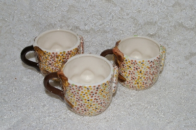 +MBADG #31-081  "1986 Set Of 3 Hand Painted Pig Coffee Cups"