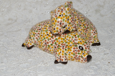 MBADG #99-251  "1986 Hand Made Ceramic Pig Salt & Pepper Shakers"