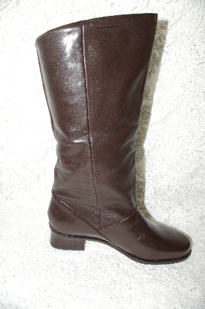 +MBAB #29-161  "Markon Dark Brown Leather Round Toe Scrunch Boots"