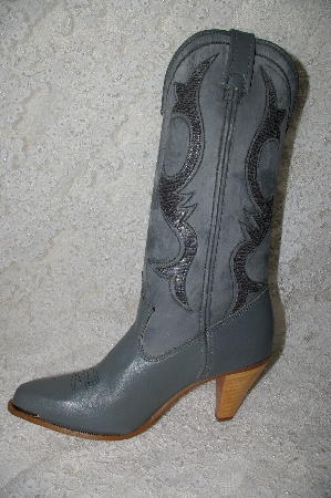 +MBAB #29-313  "Dingo Fancy Grey Leather Cowboy Boots"