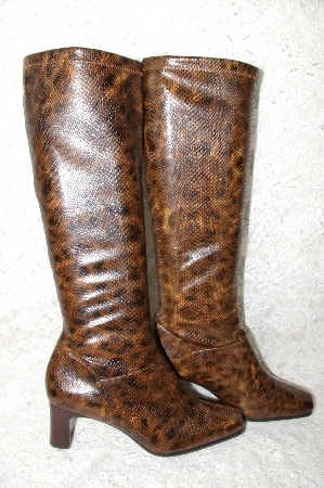 +MBAB #29-076 "Naturalizer Uptight Brown Snakeskin Print Boots"