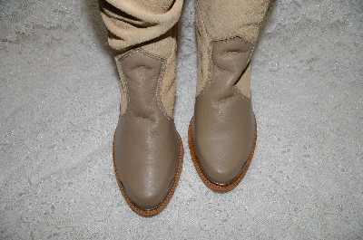 +MBAB #29-190  "1986 Tan With Leather Trim Fancy Cowboy Boots"