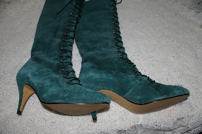 +MBAB #29-045  "Newport News 1995 Green Suede Fancy Lace Up Boot"