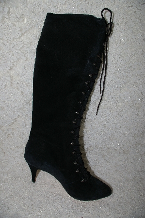 +MBAB #29-052  "Newport News Black Suede Fancy Lace Up Boots"