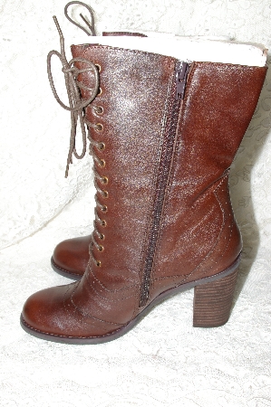 +MBAB #99-029  "Two Lips Brown Leather  Lace Up Aleda Boots"