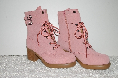 +MBAB #99-130  "Bigou Fand Pink Suede Lace Up Boots"