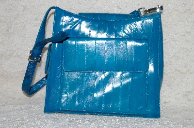 +MBAB #99-329  "1990's Eelskin Turquoise Hand Bag With Straps"