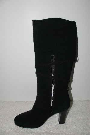 +MBAB #99-228  "Newport News Black Suede Tassle Tie Boots"