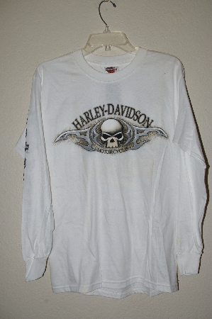 +MBAMG #25-014  "Harley Davidson White Skull Sword Long Sleve T"