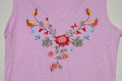 +MBAMG #25-010  "Jannette Pink Floral Embroidered Tank"