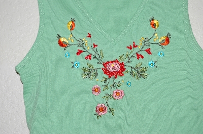 +MBAMG #25-007  "Jannette Lime Green Floral Embroidered Tank"