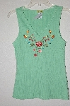 +MBAMG #25-007  "Jannette Lime Green Floral Embroidered Tank"