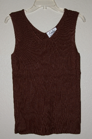 +MBAMG #25-256  "Louis Dell'Olio Brown Stretch Ribbed Sweater Tank"