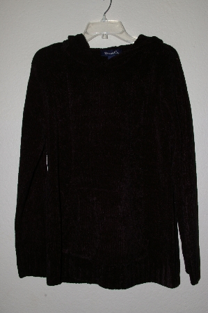 +MBAMG #25-045  "Denim & Co Black Chenille Long Hooded Pullover Sweater"