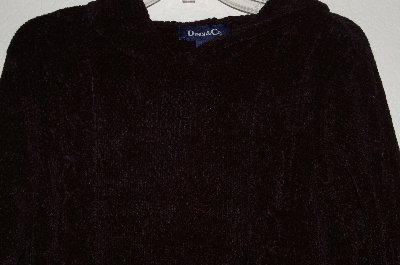 +MBAMG #25-045  "Denim & Co Black Chenille Long Hooded Pullover Sweater"