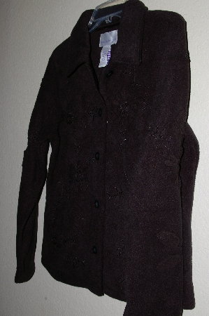 +MBAMG #25-048  "Susan Graver Black Floral Applique Fleece Jacket"