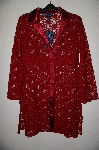 +MBAMG #25-062  "Susan Graver Red Charmeuse Trimmed Lace Duster"