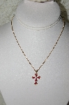 +MBAMG #25-243  "10K Yellow Gold Ruby & Diamond Accent Cross Pendant & 16" Ball Chain"