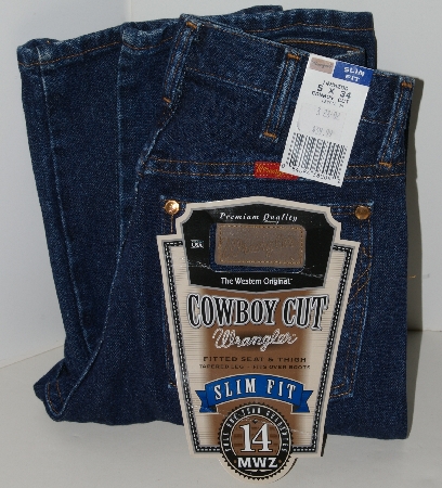+MBANF #402    "Size 5/34" Long "Wrangler Blue 14 MWZG Slim Fit Jeans"