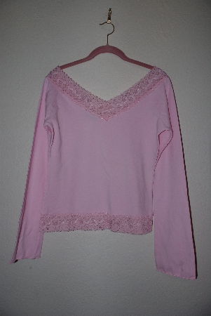 +MBANF #603  "Body Central Fancy Lace & Bead Trimed Pink Stretch Top"