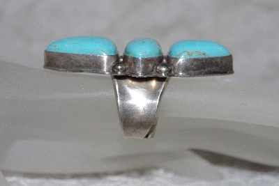 +MBAMG #11-0914  "David Troutman Adjustable 3 Stone Blue Turquoise Ring"