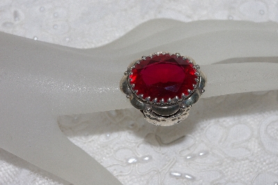 +MBAMG #11-0968  "Clem Nalwood Large Created Ruby Sterling Ring"