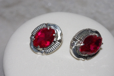 +MBAMG #11-0923  "L Bennette Faceted Created Ruby Sterling Earrings"