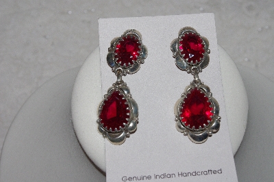 +MBAMG #11-0881  "Native American Made Created Ruby Sterling Earrings"
