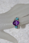 +MBAMG #11-0910  "Sterling Amethyst Multi Gemstone Inlay Ring"