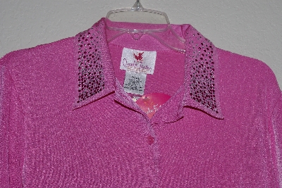 +MBAMG #79-128  "Quacker Factory Pink Stretch Knit Studs & Stones Twin Set"