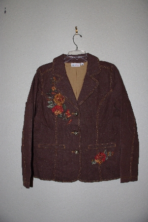 +MBAMG #79-044  "Denim & Co Brown  Embroidered Denim Jacket"