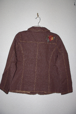 +MBAMG #79-044  "Denim & Co Brown  Embroidered Denim Jacket"