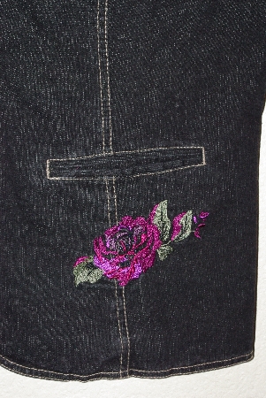 +MBAMG #79-098  "Denim & Co Black Denim Floral Embroidered Jacket"