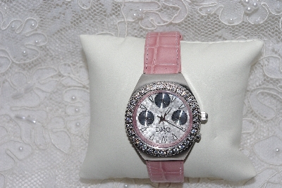 +MBAMG #12-036  "Diamonique Pink Leather Strap Watch"